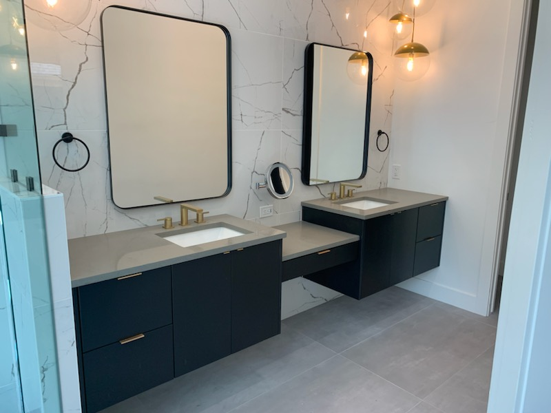 Dark floating bathroom vanity
